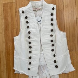 NWT Free People Ivory Officers Vest with Tulle